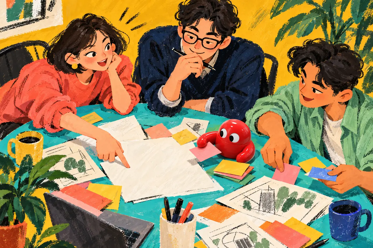 사람과 AI가 함께 일한다면, 역할표부터 달라져야 한다 — 에디토리얼 아트워크